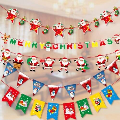 3m Christmas Banners Santa Snowman Elk Flag Xmas Trees Banners Decor 2021Merry Christmas Decor For Home party Bar scene dress up