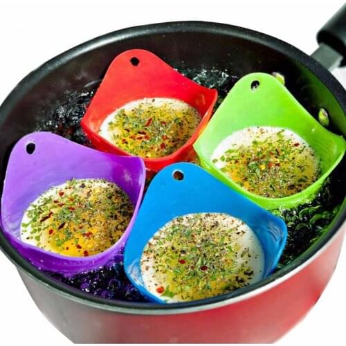 4pcs Food Grade High Temperature Resistant Silicone Egg Cooker Round Silicone Egg Steamer