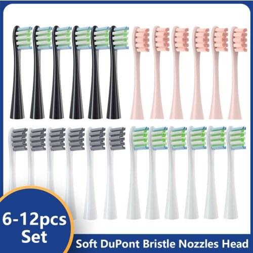 6-12PCS Pink Replacement Brush Heads for Oclean X/ X PRO/ Z1/ F1/ One/ Air 2 /SE Sonic Electric Toothbrush Soft Bristle Nozzles