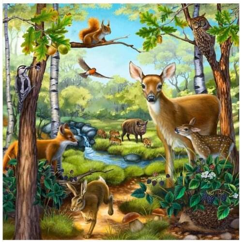 Deer Diamond Embroidery Painting Forest Animals Mosaic Stones Sticker Wall Decor Puzzle Picture Toy Diamond Dotz Large Size New