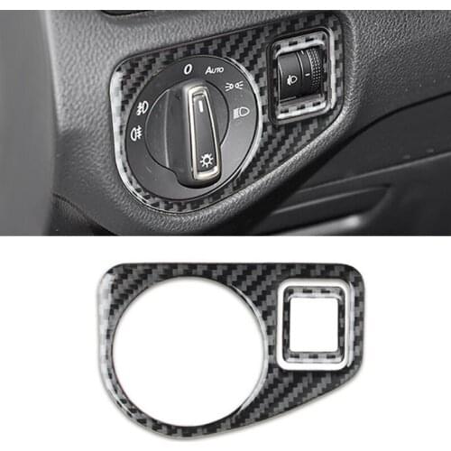 For VW Golf 7 MK7 VII 2013 2014 2015 2016 2017 Carbon Fiber Car Headlight Switch Panel Cover Decor Trim