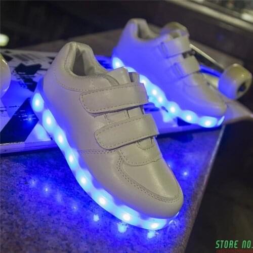 Fashion 25-40 Led Childrens Sneakers Kids Shoes USB Charging Lighted Luminous Sneakers Boy/Girls LED Lights Glow Children Shoes