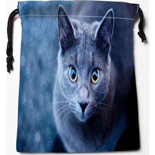 Best Russian Blue Cat Drawstring Bags Custom Storage Printed Receive Bag Compression Type Bags Size 18X22cm Storage Bags