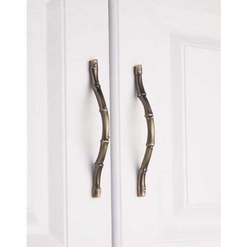 Cabinet door drawer TV cabinet bamboo handle zinc alloy simple modern Golden chrome bronze Pull Furniture Hardware