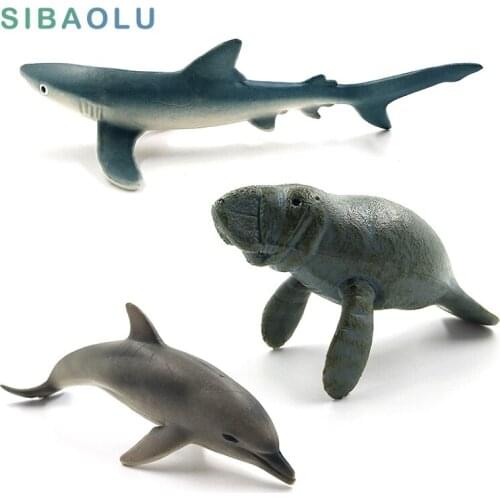 Simulation Small Blue Shark miniature Ornaments figure Animal Model Manatee Dolphin Figurine home decoration accessories decor