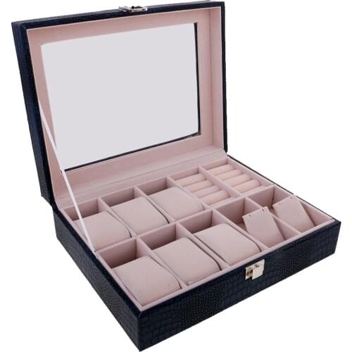 Mens Watch Storage Box PU Leather Watch Display Case Jewelry Organizer