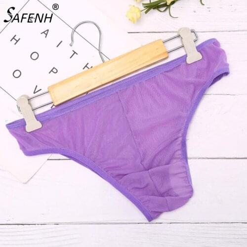 Mens Mesh Panties Low Waist Underwear Soft Breathable Knickers Short Briefs