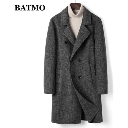 BATMO 2020 new arrival autumn&spring high quality wool trench coat men,casual alpaca Double Breasted jackets ,S81