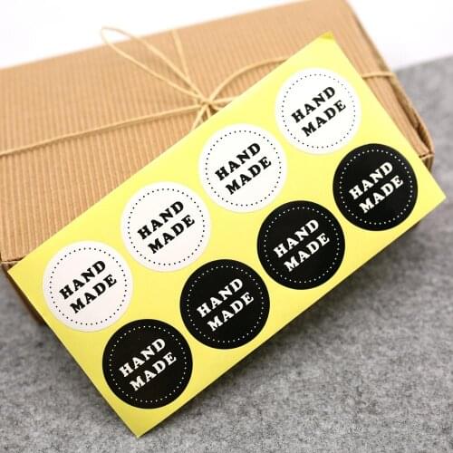 Round Black and white HAND MADE Sealing sticker Vintage DIY Gifts posted Baking Decoration label 80pcs/lot