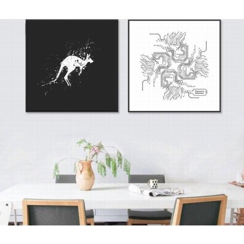 Nordic Decorative Painting Abstract Black and White Animal Print Painting Hanging Painting Modern Minimalist Deer Zebra Lion