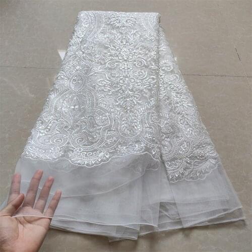 Latest High Quality African Lace Fabric With Sequins Embroidery French Tulle Lace Fabric For Nigerian Wedding Dress JYN318