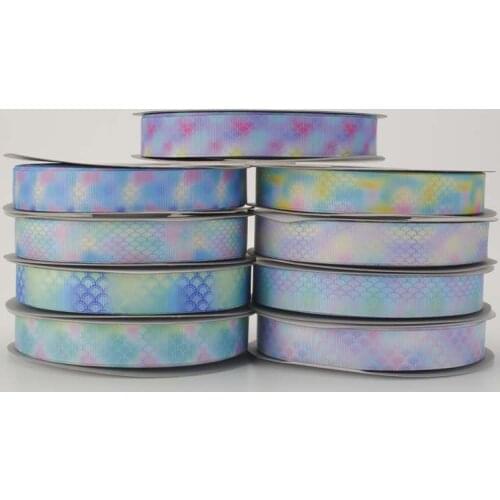 NEW 50 yards 22mm 10 yards Stardrone figure of fish scale cartoon ribbon printed grosgrain ribbons free shipping