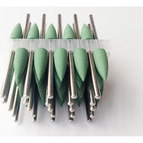 New Dental Lab 50Pcs Green Small SILICONE Polishers 2.35mm Diamond Fine-Polishing Burs