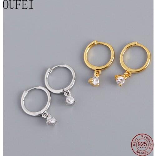 OUFEI 925 Sterling Silver Earrings For Women Rhinestone Earring Love small Drop Earrings Simple 925 Silver Jewelry
