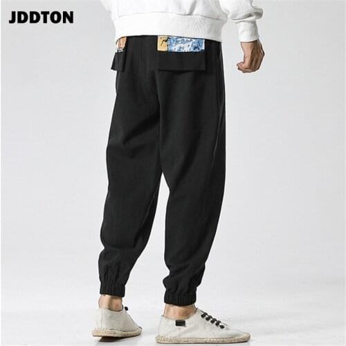 JDDTON Mens Loose Harem Autumn Pants Chinese Style Print Man Sweatpants Ankle Length Pant Casual Streetwear Male Trousers JE157