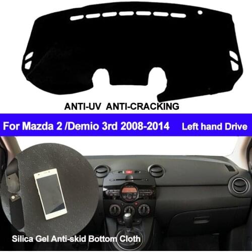 TAIJS Car Dashboard Cover Silicone Non-Slip For Mazda 2 Demio 3rd 2008 2009 2010 2011 2012 2013 2014 Dash Mat ANti-UV Carpet