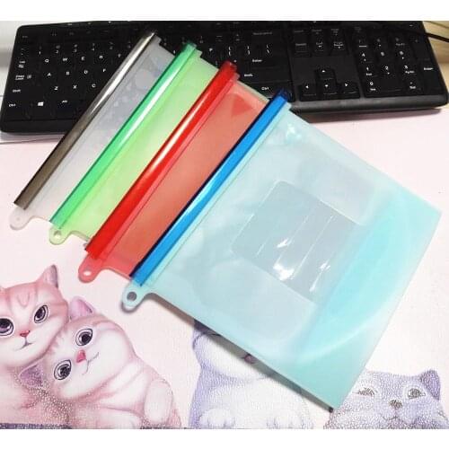 1500ml Silicone Food Storage Bag Reusable Hangable Strip Seal Storage Bags Household Kitchen fruit Freezer Cooking Fresh Bags