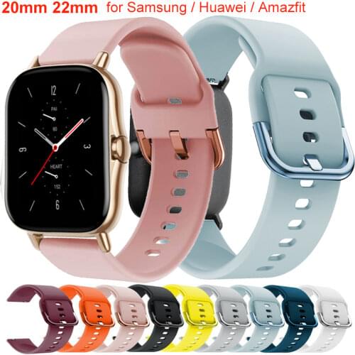 20mm 22mm Watch band For Amazfit GTS/2/2e/GTS2 Mini/GTR 42mm/47mm/GTR2/2e/stratos 2/3 Silicone Sport Bracelet Amazfit bip strap