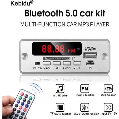 USB 3.5mm AUX Bluetooth FM Radio V5.0 Wireless Receiver MP3 Player 5V 12V Mp3 Decoder Board Module 1 Din Music Speaker Car Kit