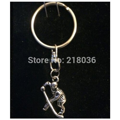 10 pcs Vintage Silver Turn Keychain Hockey Charms Ring For Keys Car DIY Bag Key Ring Handbag Jewelry Gift Accessories N2067