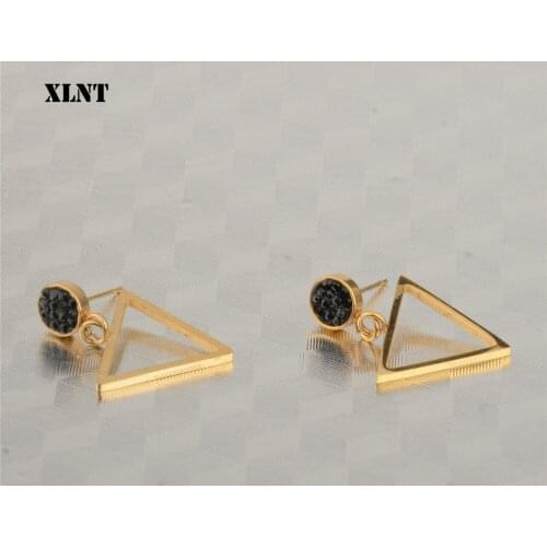 XLNT New Fashion Round Crystal Dangle Drop Korean Earrings For Women Geometric Round Triangle Gold Earring Wedding 2019Jewelry