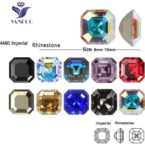 YANRUO 8mm,10mm Sizes 4480 Imperial Multi-Color Crystal Diamonds 3D Nail Art Decorations Gem Stones For Nails Rhinestone