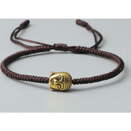 Golden Buddha Head Fashion Bracelet Classic Red Black Brown String Charm for Friendship Braided Bracelets Handmade Jewelry Gifts