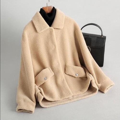 Winter thicker warm full imitation Sheep sheared fur coat female compound fur short coats with pockets thicker warm wq2364