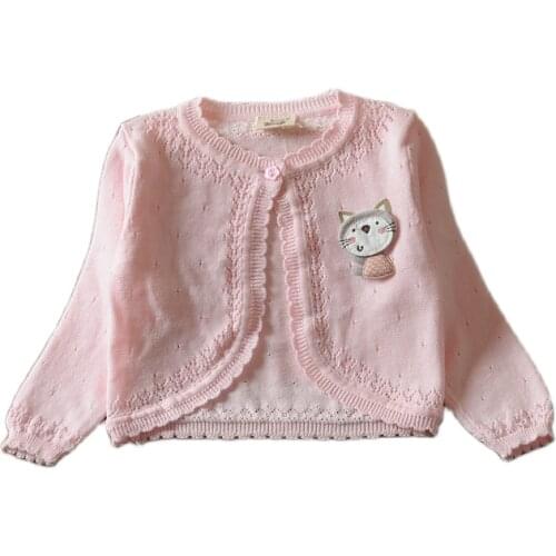 Pink Girls Cardigan Sweater White Girl Coat For 1 2 3 4 5 6 7 8 9 10 11 Years Old Outcoat Shawl 2018 Girls Clothes RKC175023