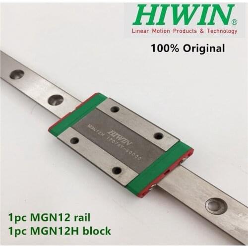 1pc Original Hiwin linear guide MGN12 100 150 200 250 300 350 400 450 500 550 mm MGNR12 rail + 1pc MGN12H block cnc 12mm