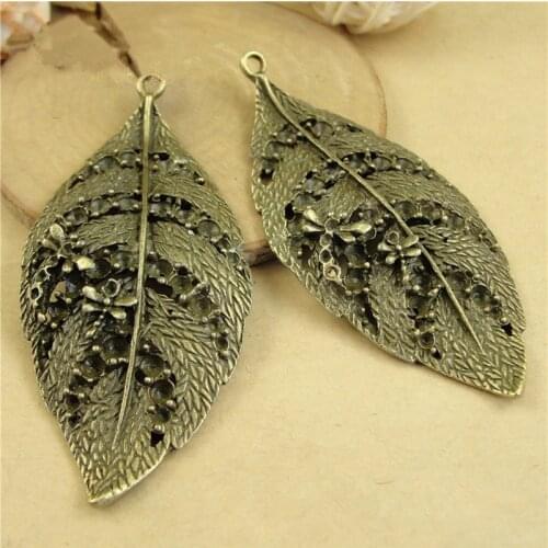 10Pcs/lot Fashion Beautiful Dragonfly Leaves Charms 68*33MM Delicate Gig Leaf Charms for Handmade Jewelry
