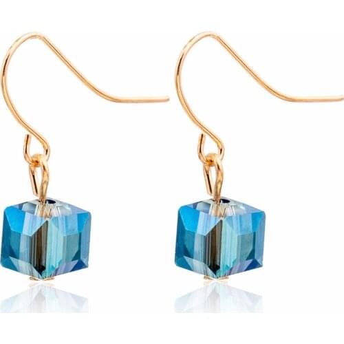 6 Fashion Colors Cubic Rhinestone Clear Pendnat Golden Hook Dangle Earrings for Women Dangle Earrings