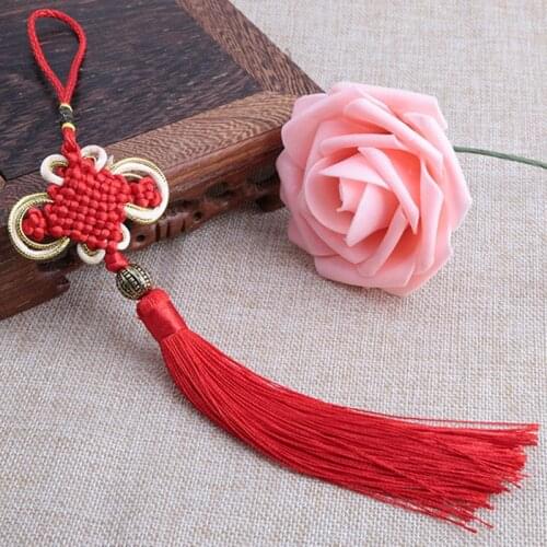 Satin Silk Handmade Chinese Knot with Soft Tassels for Wealth and Good Fortune for Home Office Decor Car Hanging Decoration Gift