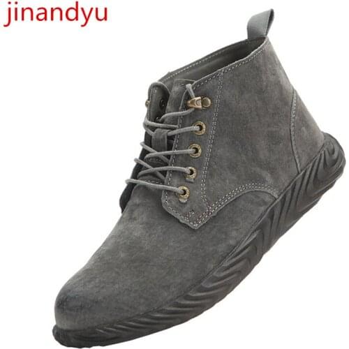 High/low Top Steel Toe Shoes Safety Boots Mens Shoes Genuine Leather Anti Puncture Non Slip Work Clothes Safty Shoes Man Boots