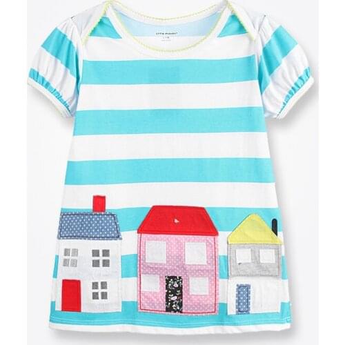 Fashion Striped Girls Dress Summer Cotton Baby Girls Dresses Cute Patches Embroidery Kids Dress Children Clothes For Girls 1-6 Y