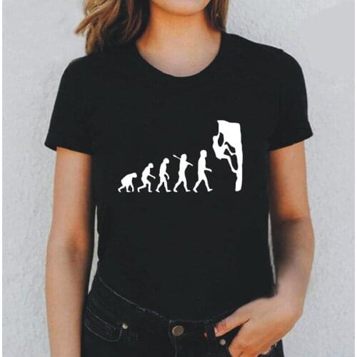 Evolution of Rock Climber T-shirt Mountain Climb Tee Shirt Femme Rock Climbing Evolution T Shirt Women Tops Loose Camiseta Mujer