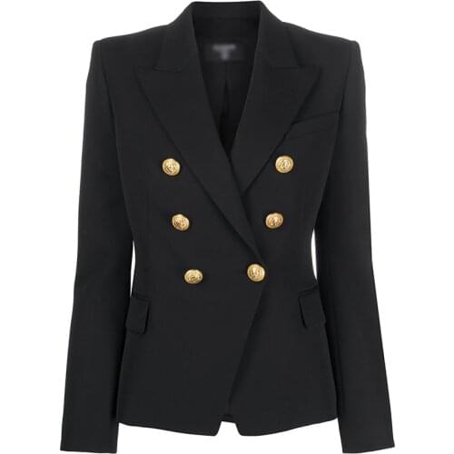 HarleyFashion Women Classic Design European Style Spring Fall Fitness Slim OL All-mtach Black Blazer High Quality