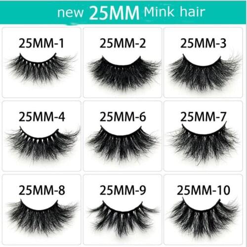 HBZGTLAD new 25MM 1 pair of long water mink false eyelashes thick cross eyelashes handmade fake eyelashes