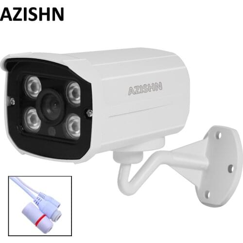 AZISHN IP Camera H.265 FULL HD 1080P 2MP onvif XM530AI 4pcs Array IR LEDS Surveillance metal IP66 Outdoor CCTV DC 12V/48V PoE