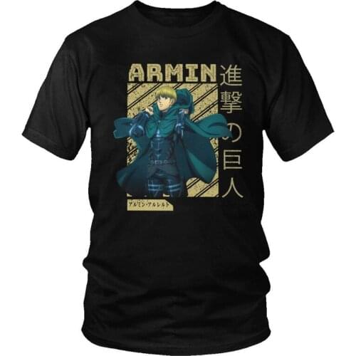 Cool Attack On Titan T Shirts Men Short Sleeved Shingeki No Kyojin Anime Manga Tee Armin Alert T-shirt Cotton Regular Fit Tshirt