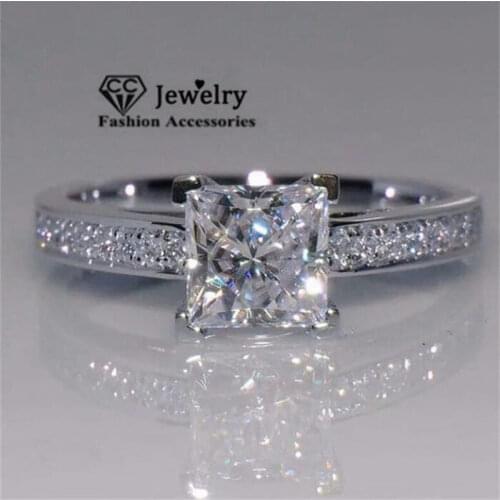 CC Rings For Women Silver S925 Simple Cubic Zirconia Ring Wedding Propose Fine Bridal Jewelry Bague Femme Drop Shipping CC631B