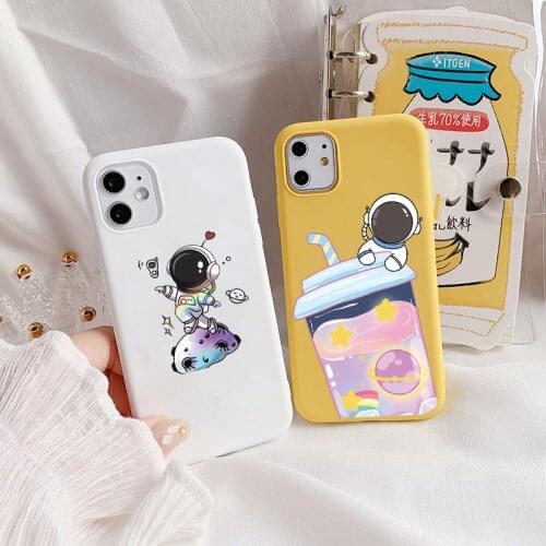 Cute Cartoon Astronaut Space Phone Case For iPhone 12 11 Pro MAX XS MAX XR X 6s 7 8 Plus SE 2020 Soft Silicone Back Cover Fundas