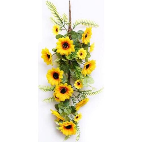 Wall Hanging Sunflower Simulation Artificial Flowers Yellow Plastic Silk Cloth Pastoral Style Shopping Home Spring Decorations