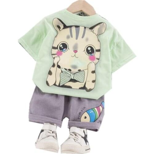 New Summer Baby Girl Clothes Suit Fashion Children Boys Cartoon T Shirt Shorts 2Pcs/sets Toddler Cotton Costume Kids Tracksuits
