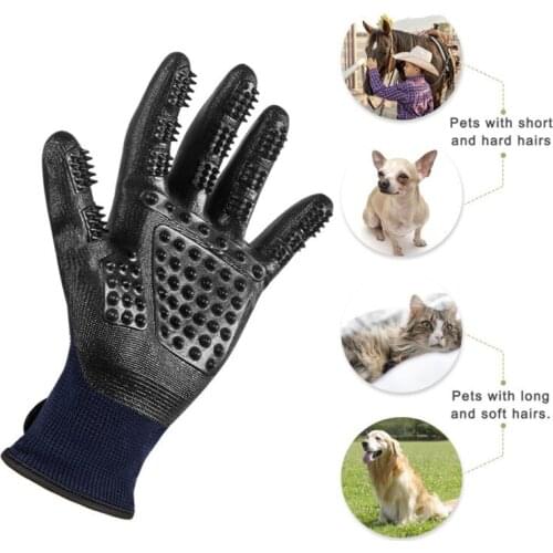 A pair Pet Hair Removal Grooming Gloves Dog Massage Comb Cat Rubber Shower Brush Horsehair Combing Tool Puppy Cleaning Supplies