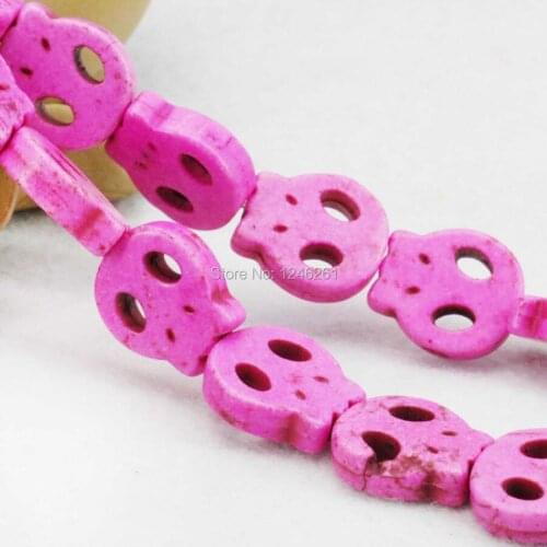 Rose Red Skull Turkey Stone Loose Beads DIY Howlite 15inch 13x15mm Accessories Fashion Jewelry Making Design Lucky Stone Gifts