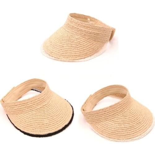 Wide Brim Ladies Sun Hats Roll-up Foldable Straw Golf Visor Hat Sunshade Cap Personality Empty Top Decoration Hats