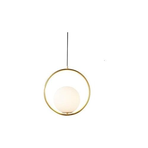 Modern Simple Ring Gold Glass Ball Pendant Light Lamp For Bedroom lustre pendente