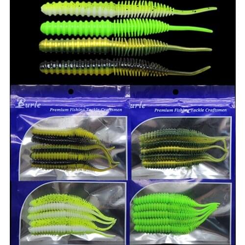Super strength soft fishing lure Two-color big light dance worm screw pintail maggot 100mm 4.5g lure hard bait 5pcs