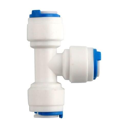 1/4" OD Hose Tube Quick Connection Type T RO Water Connector Reverse Osmosis Aquarium System Plastic Tee Pipe Fittings
